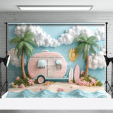 Lofaris Beach Tiki Bar Platter Scene Pink Trailer Backdrop